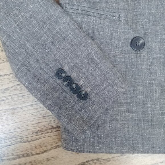 Theory size 4 linen blend double breasted blazer jacket lightweight gray - Picture 14 of 16